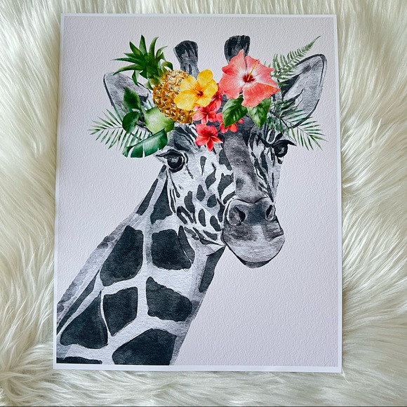 Cute Giraffe Watercolor Wall Art Print Poster Unframed - Picture 9 of 14